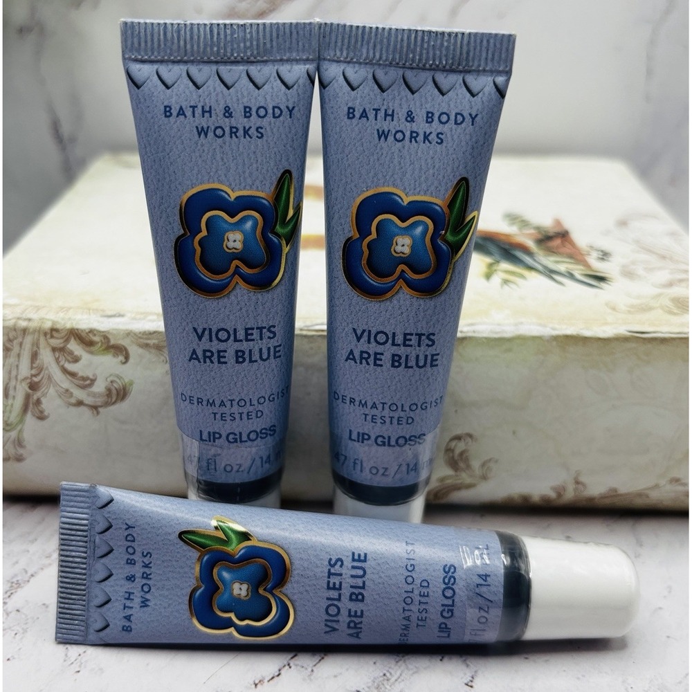 Bath & Body Works Violets Are Blue Lip Gloss 0.47 oz Lot of 3 New Sealed